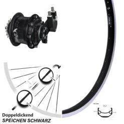 28 Zoll Ryde Andra 40 Hinterrad Mit Rohloff Speedhub CC DB OEM Schwarz