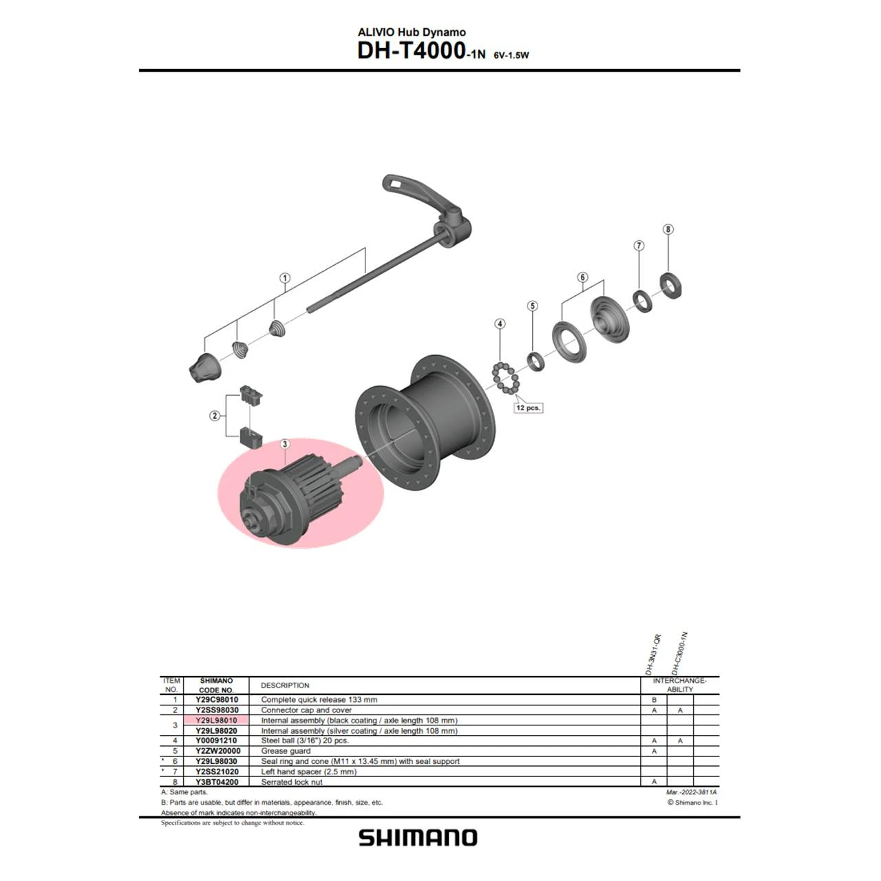 Dynamoeinheit Shimano DH-T4000 Schwarz