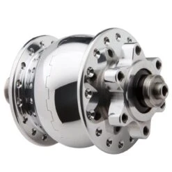 Son 28 Nabendynamo Disc 6-Loch Hohlachse Silbern Poliert