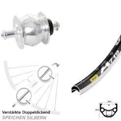 Vorderrad Shutter PV8 Nabendynamo Mavic A 719 28 Zoll Schwarz