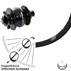 Vorderrad Fahrrad 28 Zoll Ryde Rival 21 Schwarz Shutter PD8 Nabendynamo Für 6-Loch