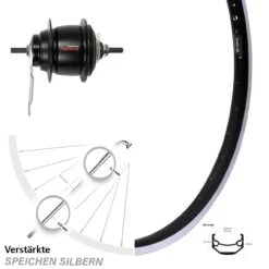 Hinterrad 28 Zoll Ryde Andra 40 Schwarz Shimano Nexus 8-Gang Rücktritt