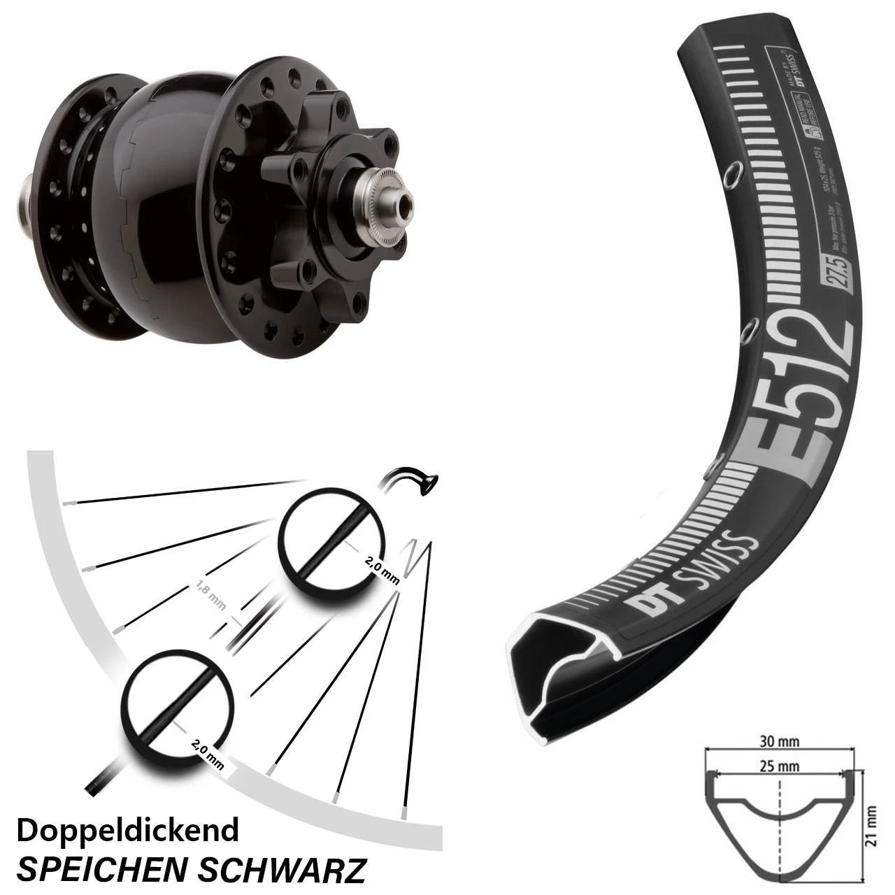 Dt-swiss Vorderrad Mit Nabendynamo 29 Zoll DT Swiss E 512 Son28
