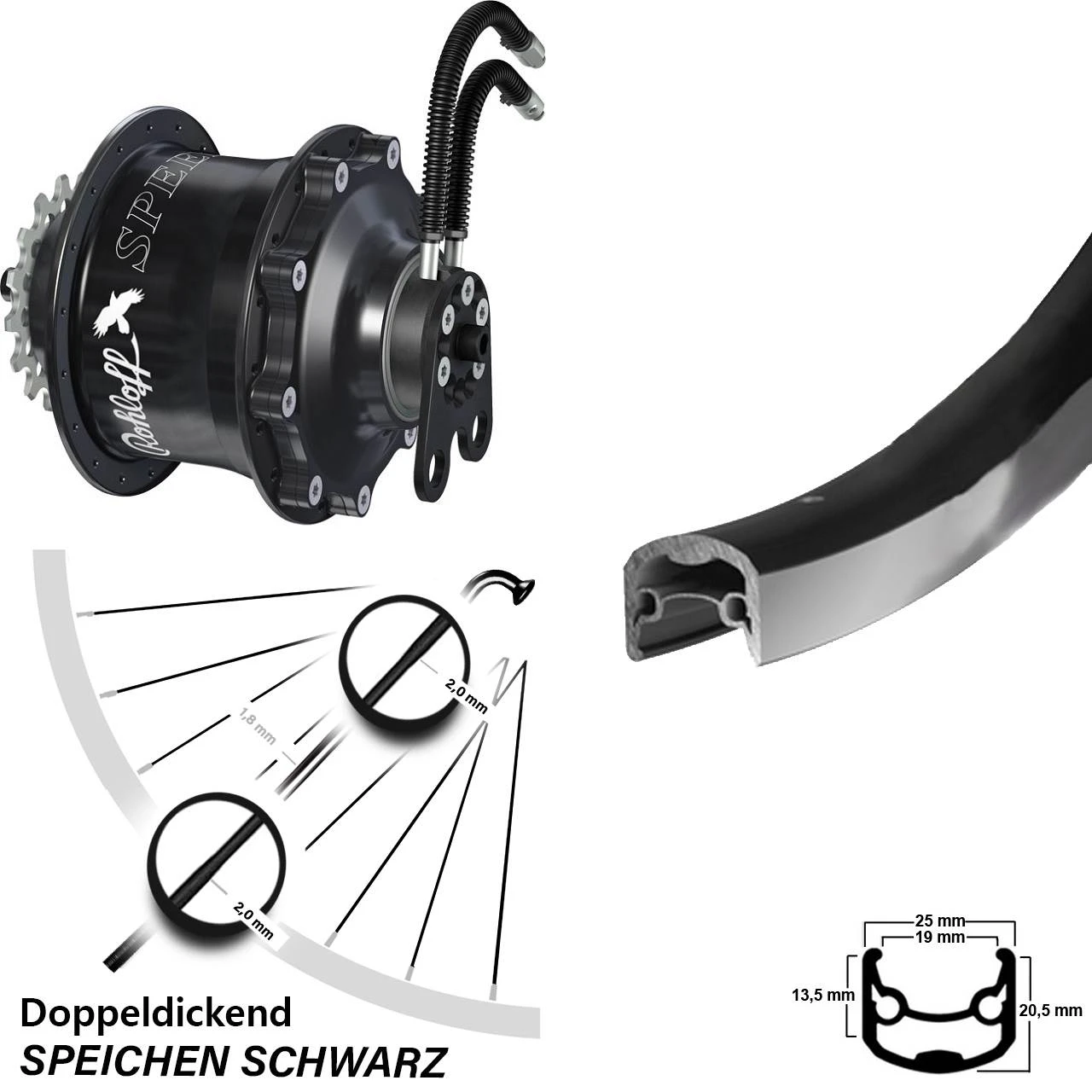 Rohloff Speedhub CC Hinterrad 26 Zoll Ryde Andra 30 Schwarz