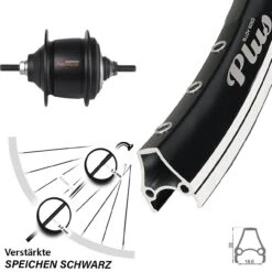 Hinterrad 28 Zoll Rodi Airline Plus Shimano Nexus 8-Gang Premium Schwarz