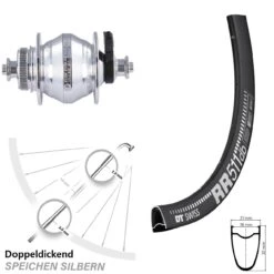 Dt-swiss Vorderrad 28 Zoll DT Swiss RR 511 DB Shutter PL-8 Nabendynamo