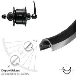 Vorderrad Mit Nabendynamo Shimano DH-S501 Ryde ZAC 2000 26 Zoll Centerlock