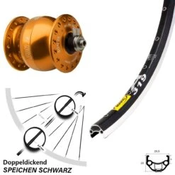 Vorderrad Fahrrad 28 Zoll Mavic A 319 Son 28 Orange Eloxiert