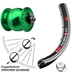 Dt-swiss Fahrrad Nabendynamolaufrad Son 28 Grün Eloxiert DT Swiss 535 28 Zoll
