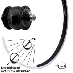 26 Zoll Vorderes Rad Mit Nabendynamo Ryde Andra 40 Son Delux Schwarz