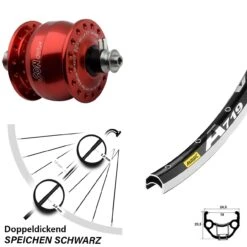 Vorderrad Fahrrad 28 Zoll Mavic A 719 SONdelux Rot