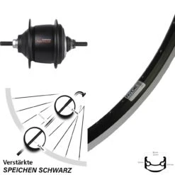 28 Zoll Ryde Hinterrad Andra 35 Shimano Nexus 8-Gang Premium Schwarz