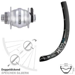 Dt-swiss Vorderrad Mit Nabendynamo Shutter Precision PL-8X-M DT Swiss H 522 27,5 Zoll Centerlock