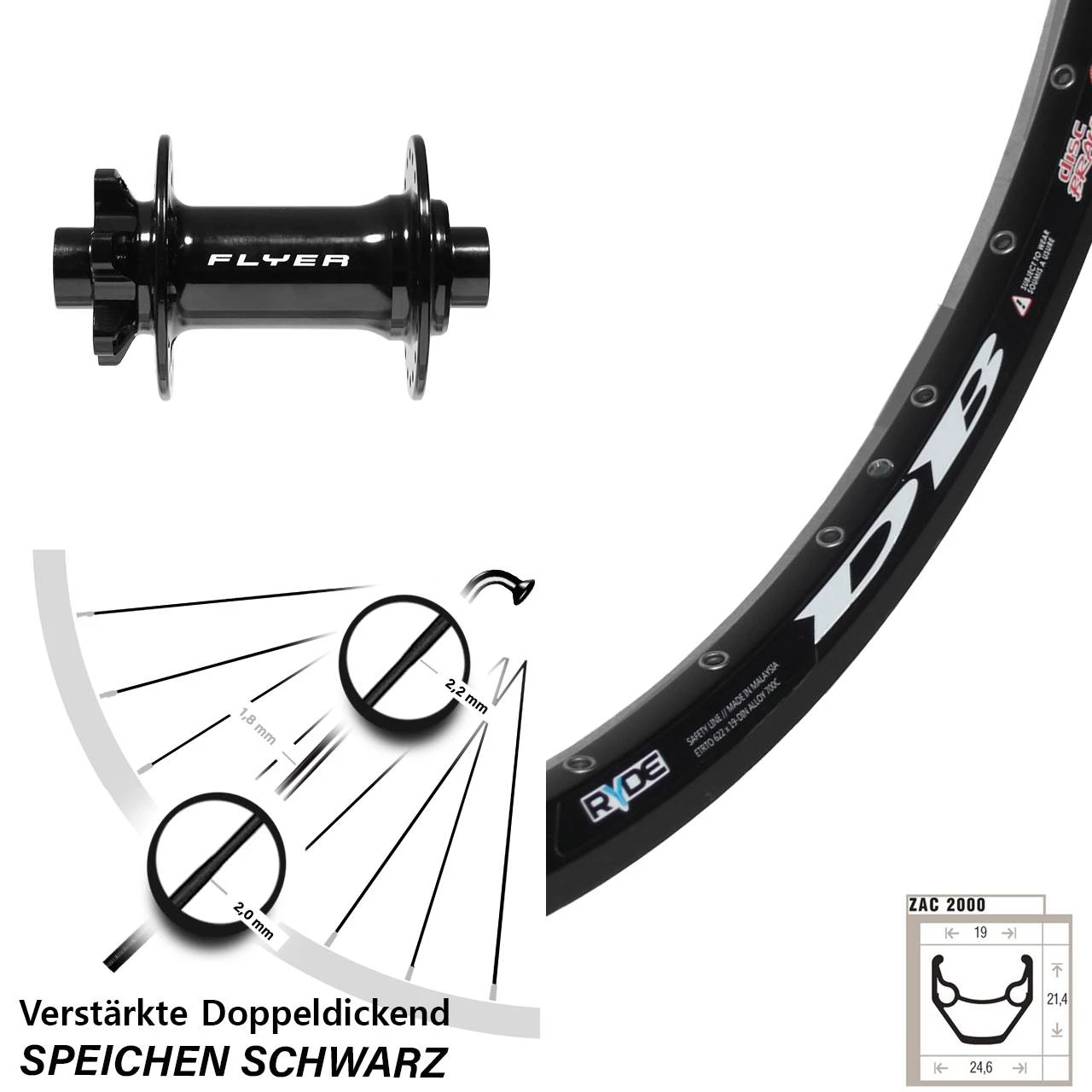29 Zoll Disc Vorderrad Formula DC-711 Boost Ryde ZAC 2000 6-Loch