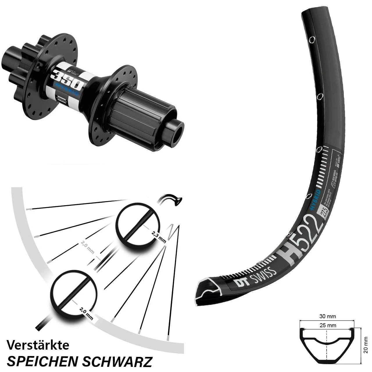 Dt-swiss 29 Zoll Hinteres Rad DT Swiss H 522-350 Hybrid Boost