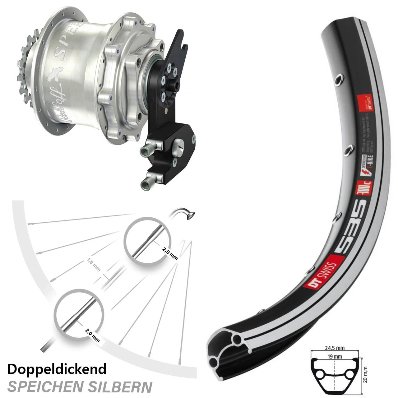 Dt-swiss Hinterrad Rohloff CC DB OEM2 DT Swiss 535 28 Zoll