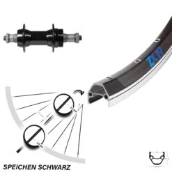 Schwarzes 26 Zoll Hinterrad Exal ZX19 Mit Schraubkranz 6-8 Fach Nabe