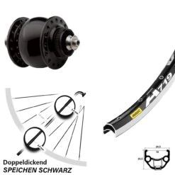 Vorderrad 28 Zoll Mavic A-719 Mit Son 28 Nabendynamo Centerlock Schwarz