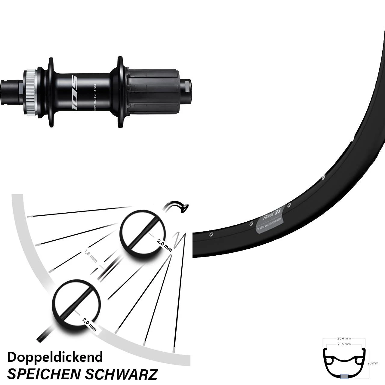 Ryde Rival 23 Scheibenbrems 27,5 Zoll Hinterradnabe FH-R7070