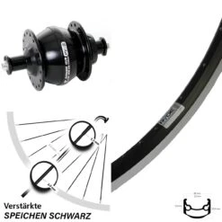 Vorderrad 26 Zoll Ryde Andra 35 Shutter Precision Nabendynamo PV-8 32 Loch Schwarz