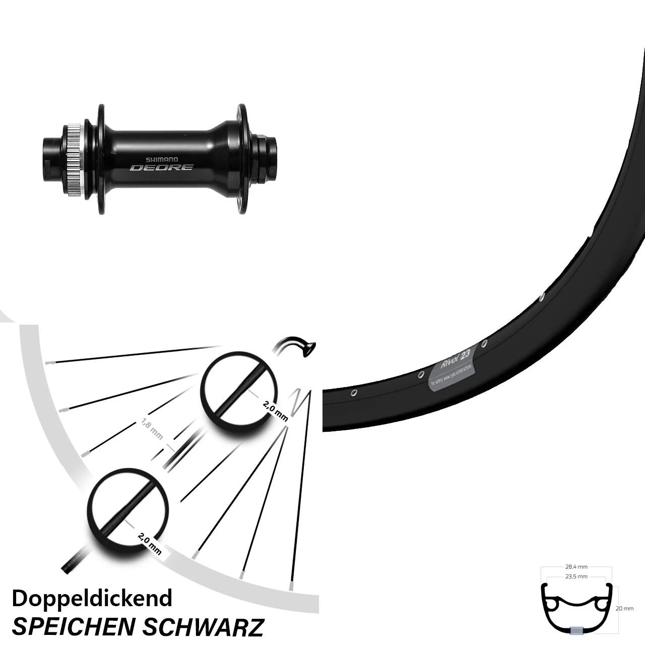 Ryde Rival 23 Vorderrad 29 Zoll Mit Shimano Deore HB-M6010