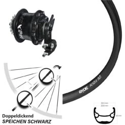 27,5 Zoll Rohloff Hinterrad Speedhub CC DB OEM2 Schwarz Ryde Andra 321