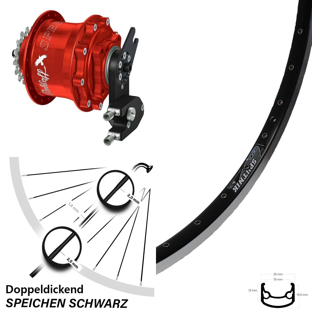 Rohloff Speedhub Rot Hinterrad 28 Zoll Ryde Sputnik