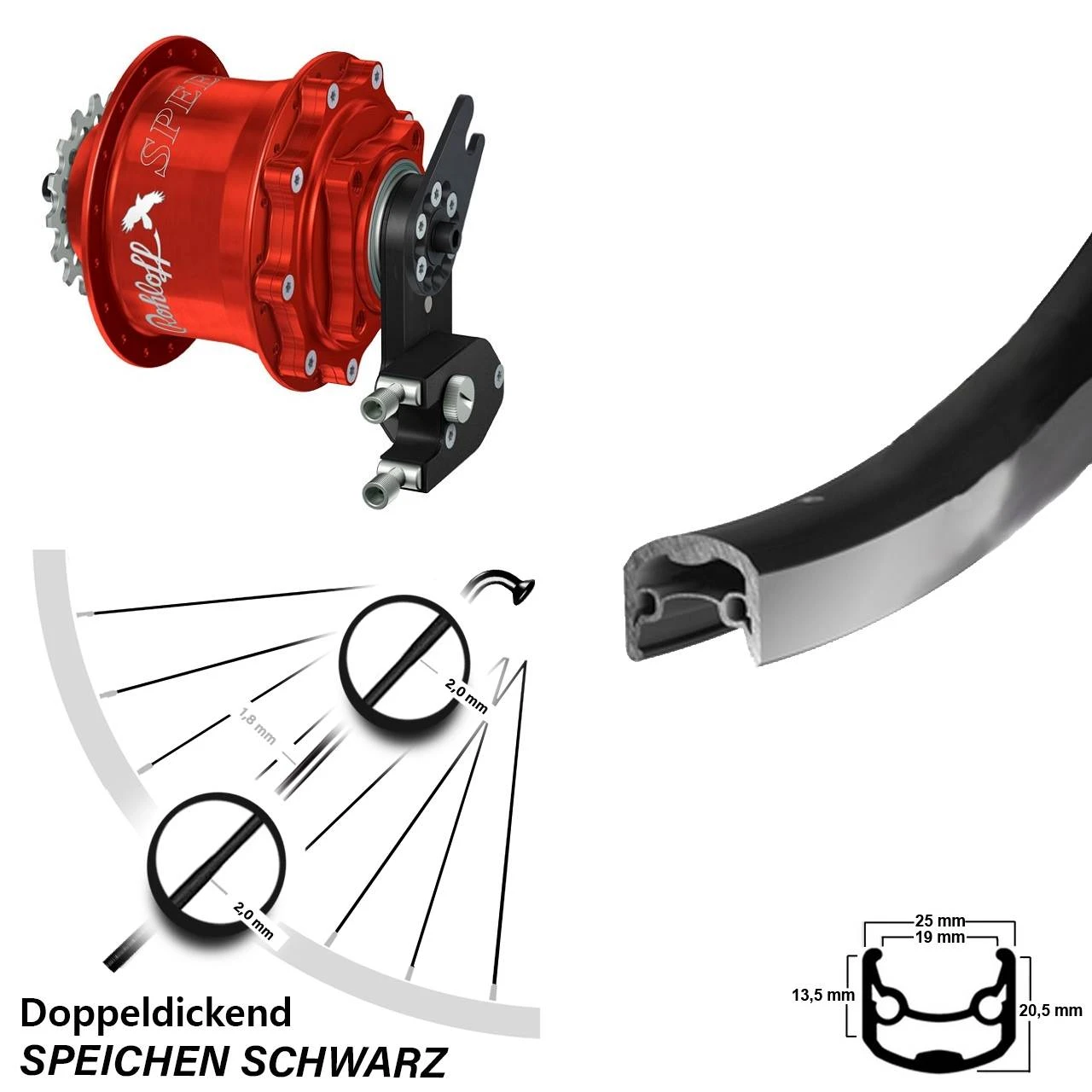 Rohloff Speedhub Rot 500-14 Hinterrad 28 Zoll Ryde Andra 30