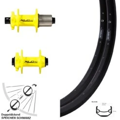 Laufradsatz 26 Zoll Andra 40 Steckachse 15mm Formula Gelb 142mm