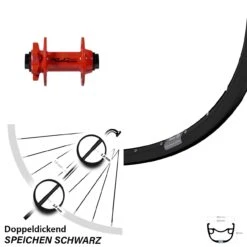 Vorderrad 29 Zoll Ryde Rival 23 Disc Nabe XLC Pro Rot Steckachse