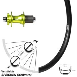 Hinterrad 27,5 Zoll Ryde Andra 29 Mit XLC Evo Disc Grün Steckachse