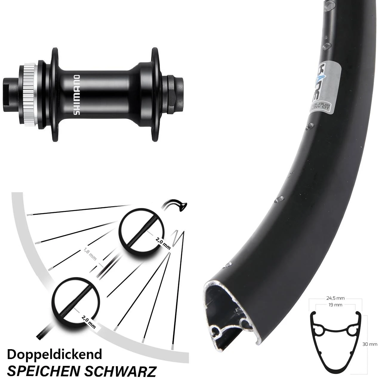 28 Zoll Vorderrad Shimano HB-RS470 Ryde Dutch 19 Centerlock