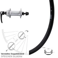 28 Zoll Vorderrad Ryde Andra 40 Disc Mit Nabe Shimano HB-M6000 Silbern