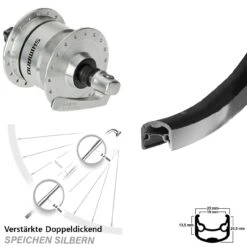 28 Zoll Vorderrad Ryde Andra 30 Schwarz Shimano DH3N72 Nabendynamo