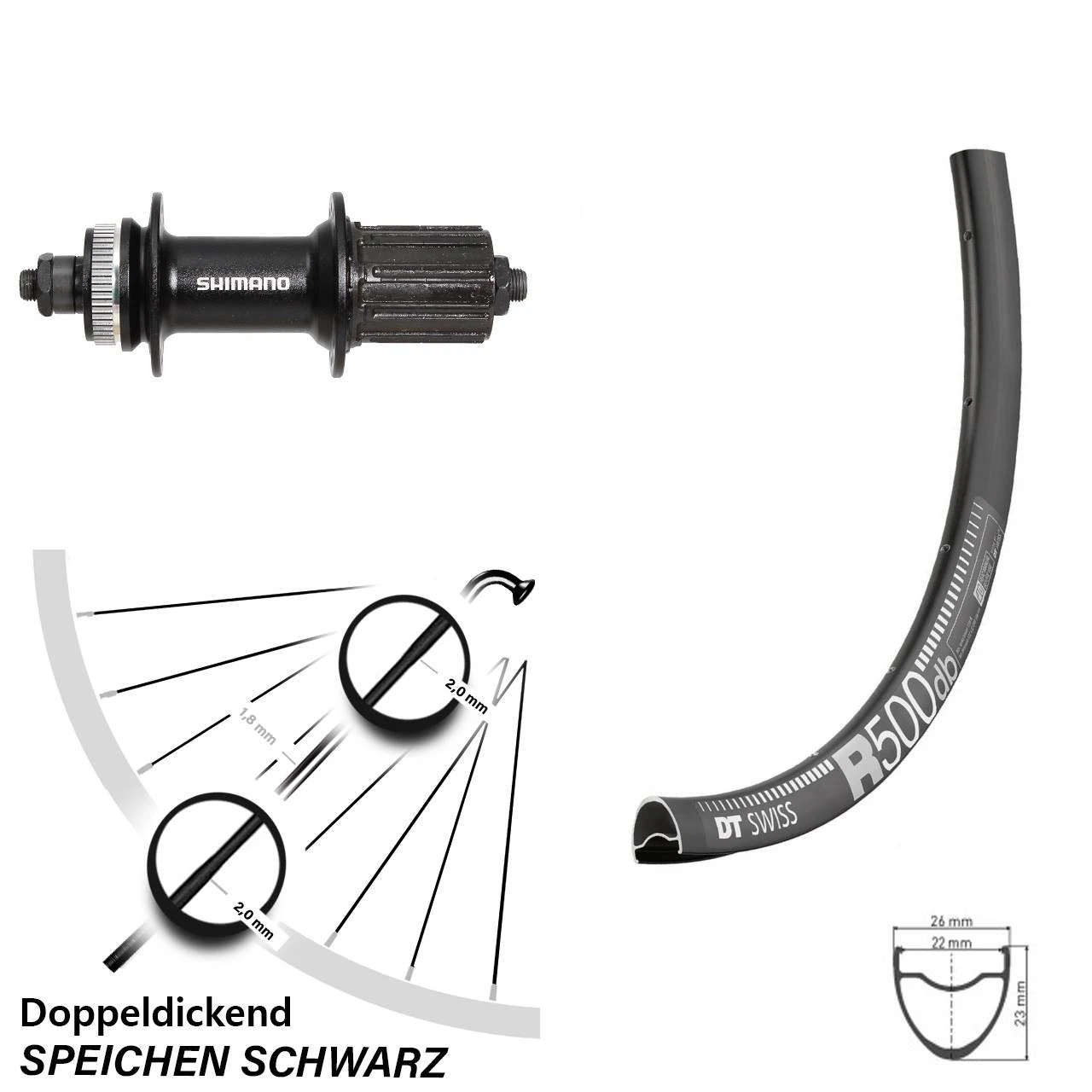 Dt-swiss Shimano FH-UR600 Hinterrad DT Swiss R 500 Gravel 27,5 Zoll FĂŒr Scheibenbremse