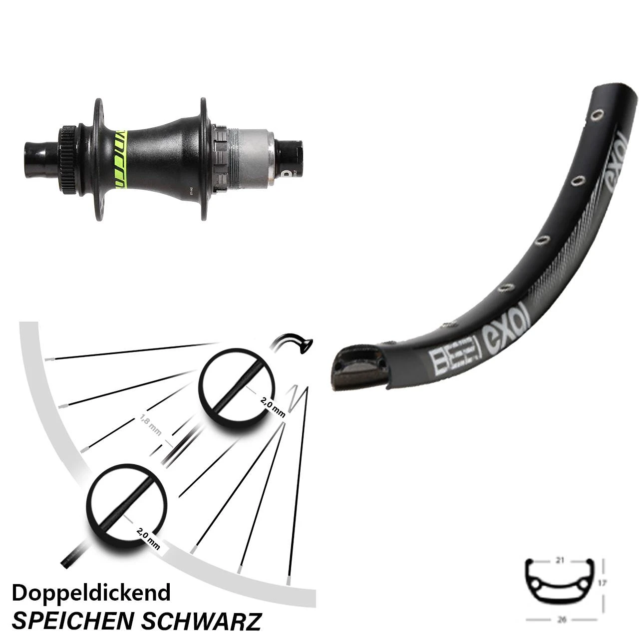 27,5 Zoll Hinterrad Exal BE 21 Mit Formula Syncros Sram XD Nabe