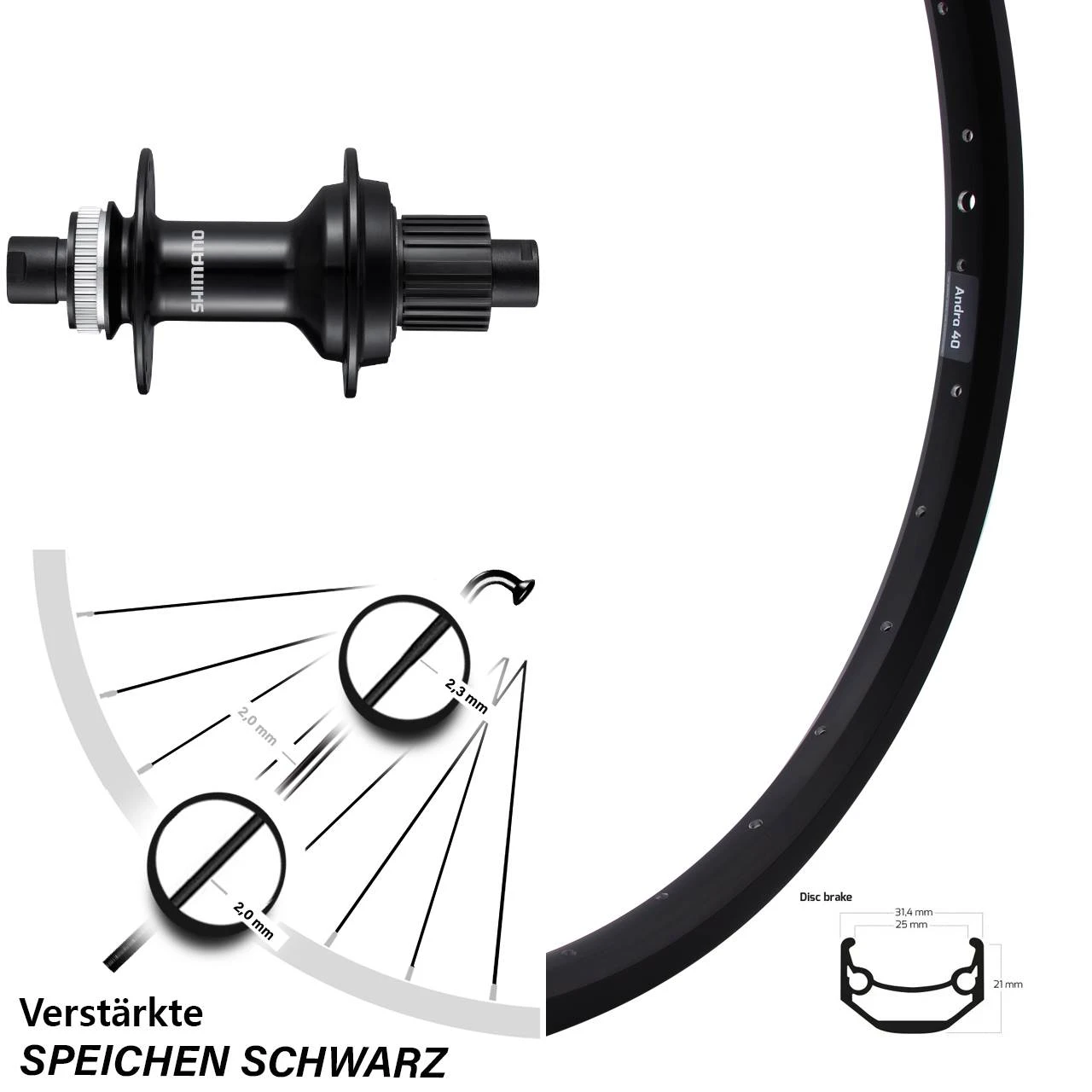 27,5 Zoll Hinterrad Ryde Andra 40 Disc Mit Shimano FH-MT510B Microspline