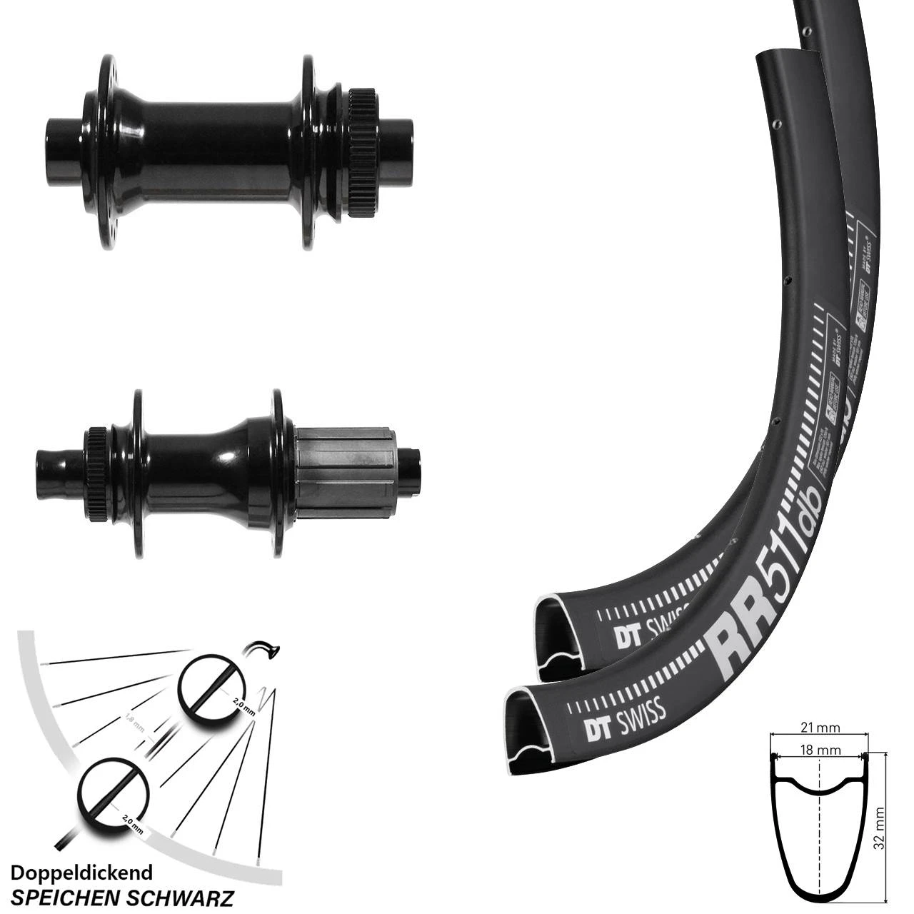 Dt-swiss Road Disc Laufradsatz 28 Zoll Mit Formula 12 Mm Steckachse 100 Mm 142 Mm