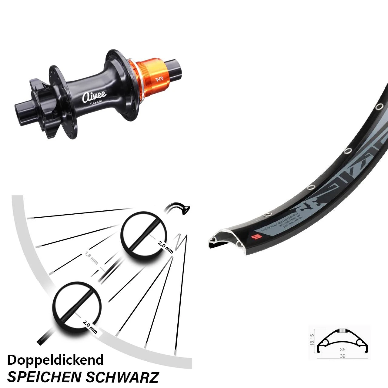 29+ Zoll Hinterrad Rodi TRYP35 Mit Aivee Classic Boost Sram XD Nabe