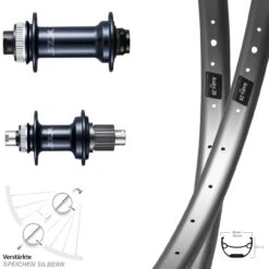 Laufradsatz 29 Zoll Boost Shimano SLX Microspline Mit Ryde Andra 29 Silbern Verstärkt