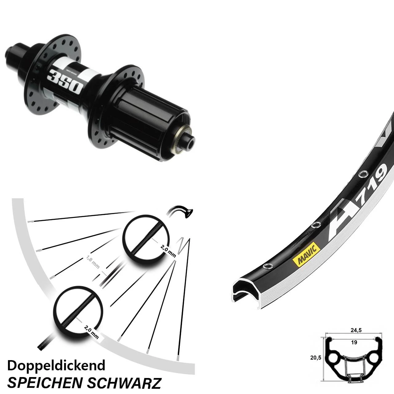 28 Zoll Laufrad Mavic A 719 Mit DT Swiss 350 Road