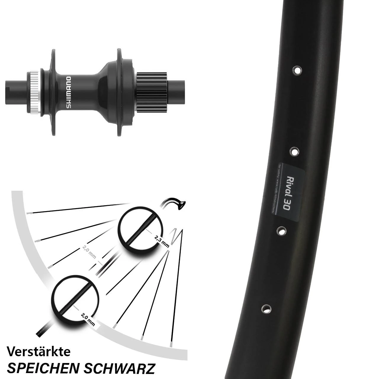 27,5+ Zoll Hinterrad Shimano FH-MT410-B Ryde Rival 30 Microspline