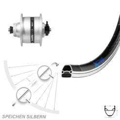 Vorderes Laufrad 28 Zoll Exal XP 19 Schwarz Shimano DH-3D35 Nabendynamo