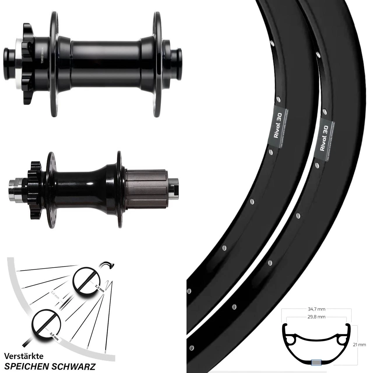 29 Zoll Laufradsatz Ryde Rival 30 Boost Nabe Novatec Formula Shimano 10/11-fach