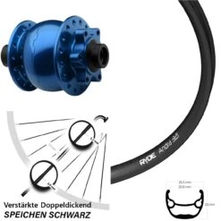Vorderrad 27,5 Zoll Mit Nabendynamo Son 28-15 Blau Eloxiert Ryde Andra 321