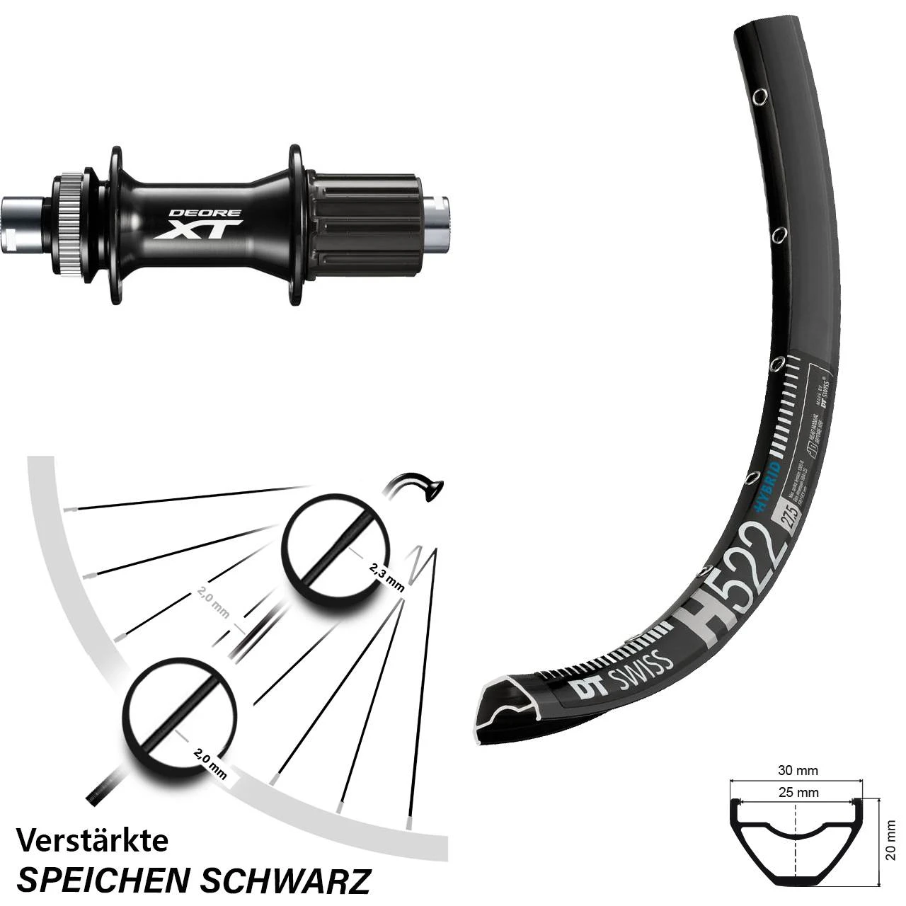 Dt-swiss 27,5 Zoll Hinterrad DT Swiss H 522 Mit Shimano XT Boost Nabe