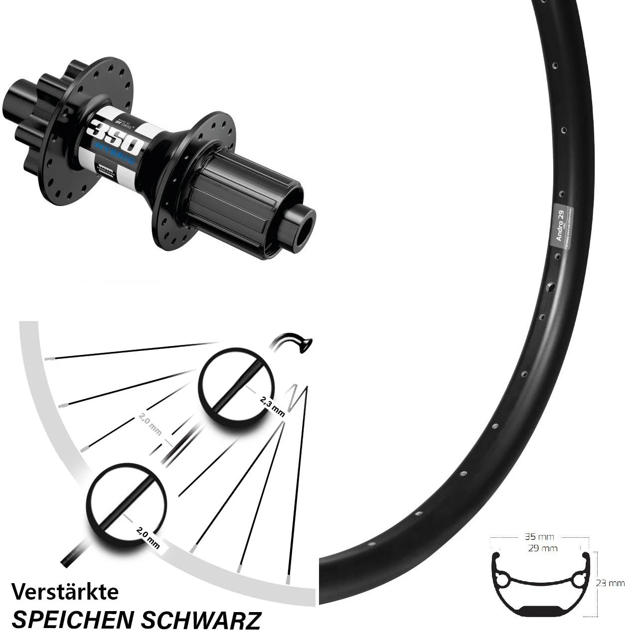 Laufrad Ryde Andra 29 Zoll Disc Mit DT Swiss 350 Hybrid Boost Nabe