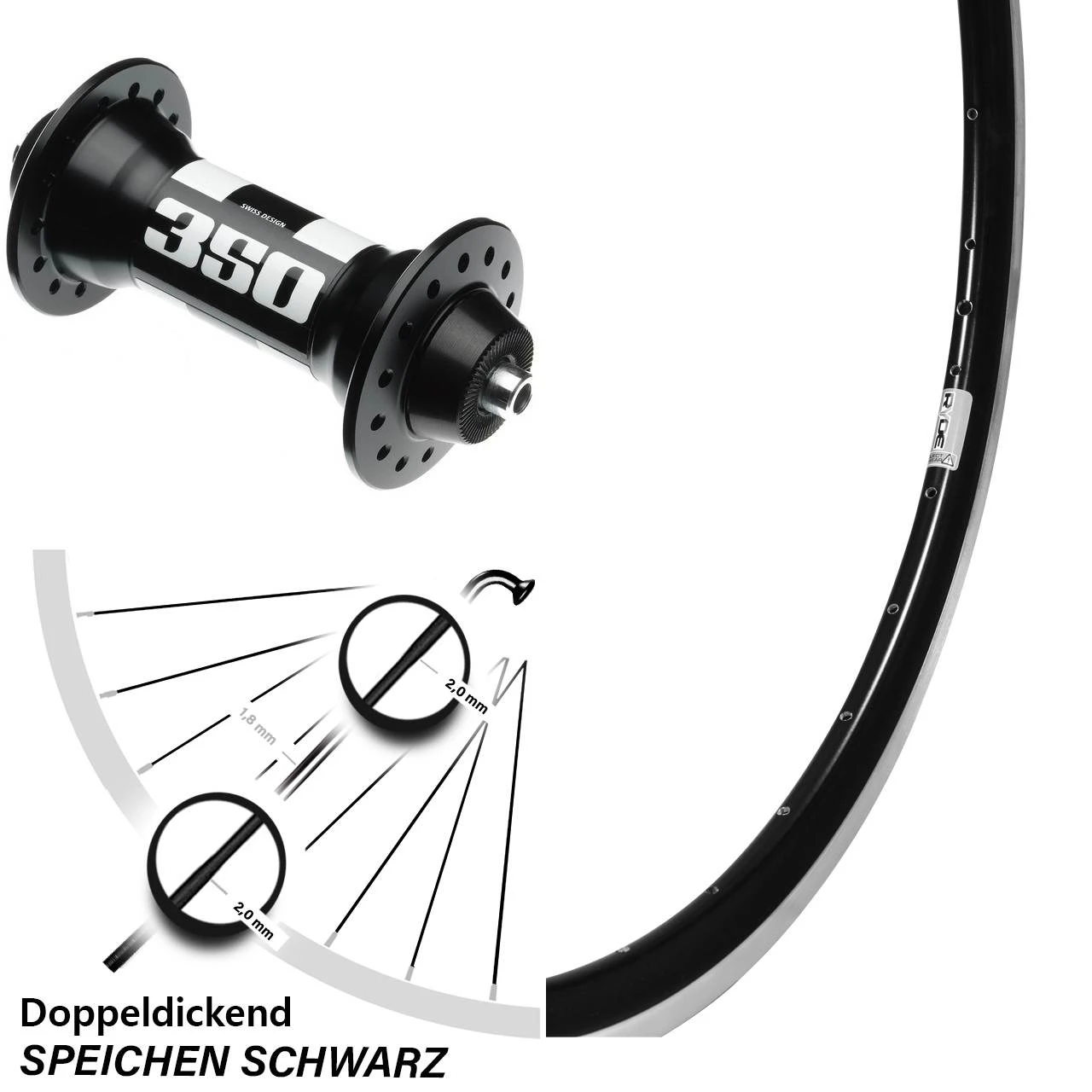 Ryde Dutch 19 Vorderrad 28 Zoll Mit DT Swiss 350 Rennrad Nabe