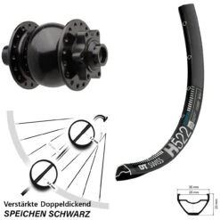 Dt-swiss 27,5 ZollNabendynamovorderrad Son 28-15 DT Swiss H 522 Boost