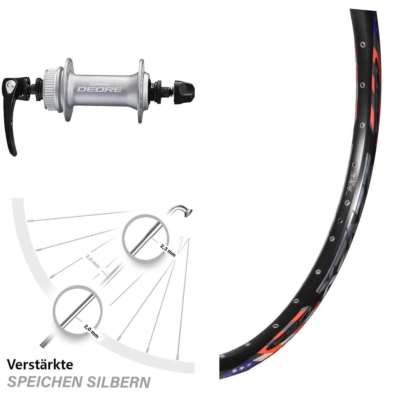 26 Zoll Vorderrad DRC Zzyzx Disc Mit Shimano Deore HB-M6000 Nabe